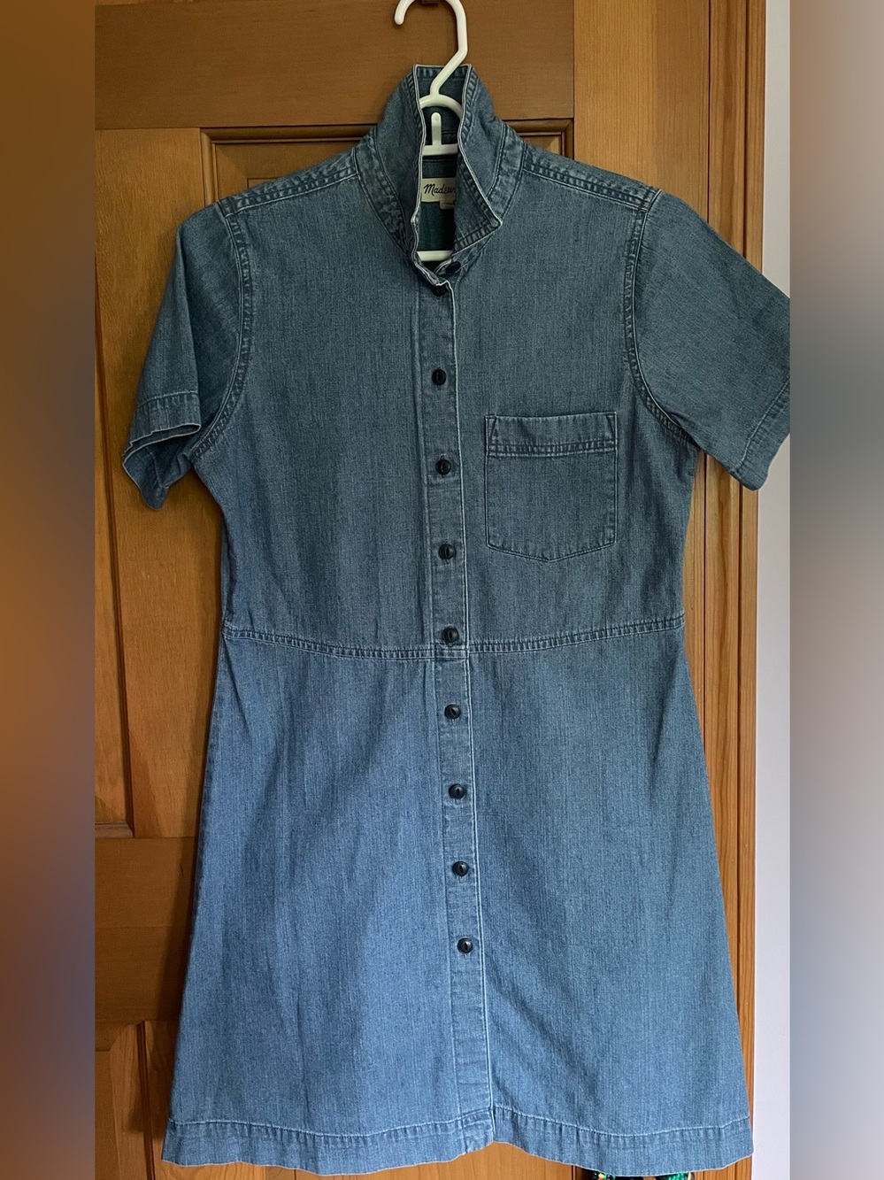 Madewell Blue Denim Waisted Dress Shirtdress with Button-Up Front Size Small - Picture 3 of 13